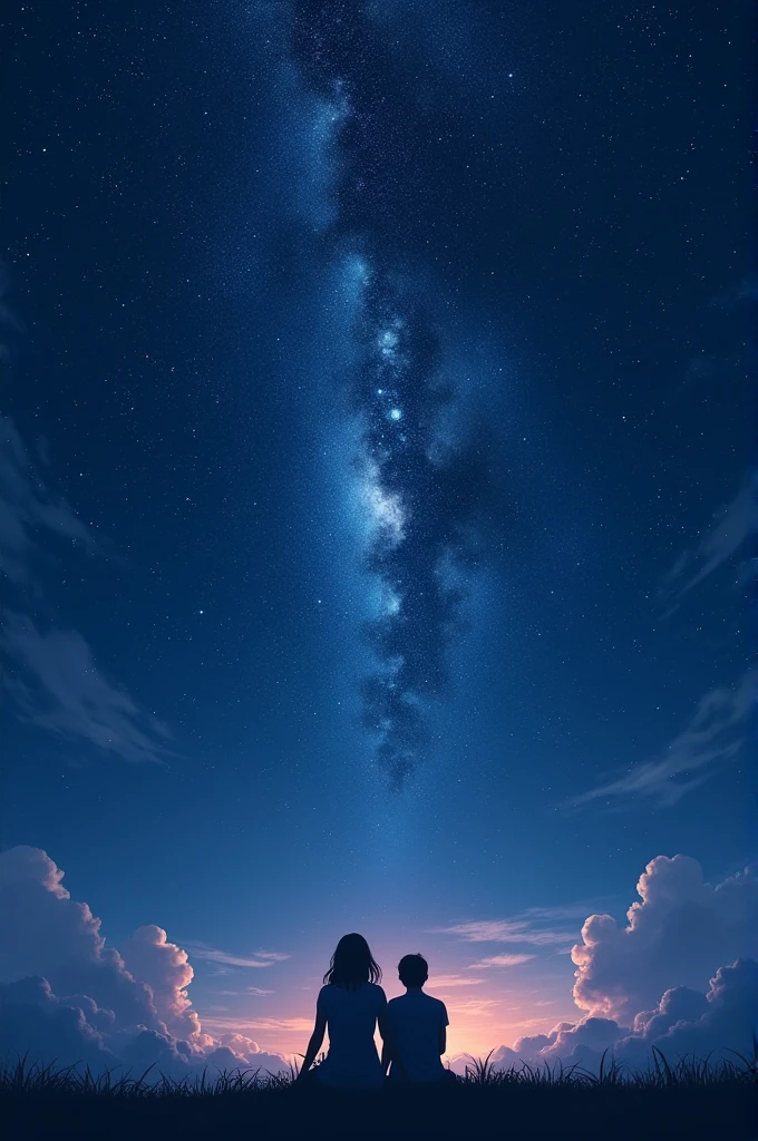 Sky with stars and two people