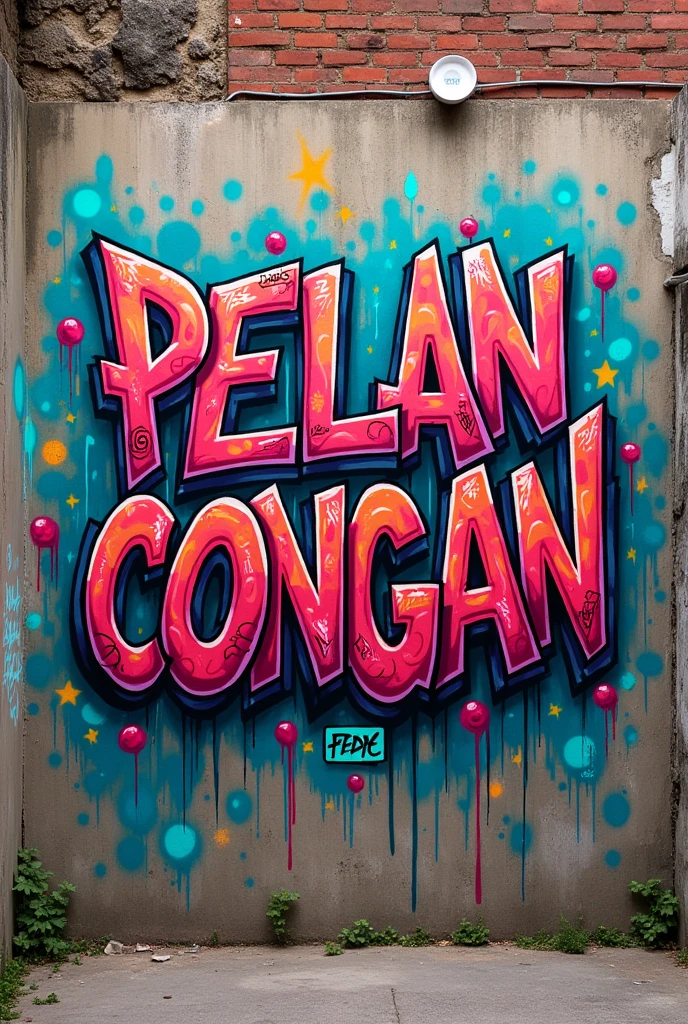 Graffiti art spelling the word "PELANCONGAN"