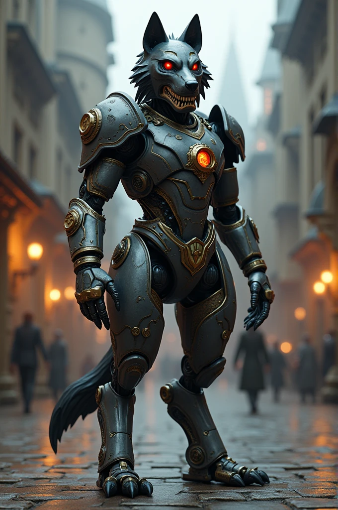 Dog, robot, medieval times, robotic dog, wolf.