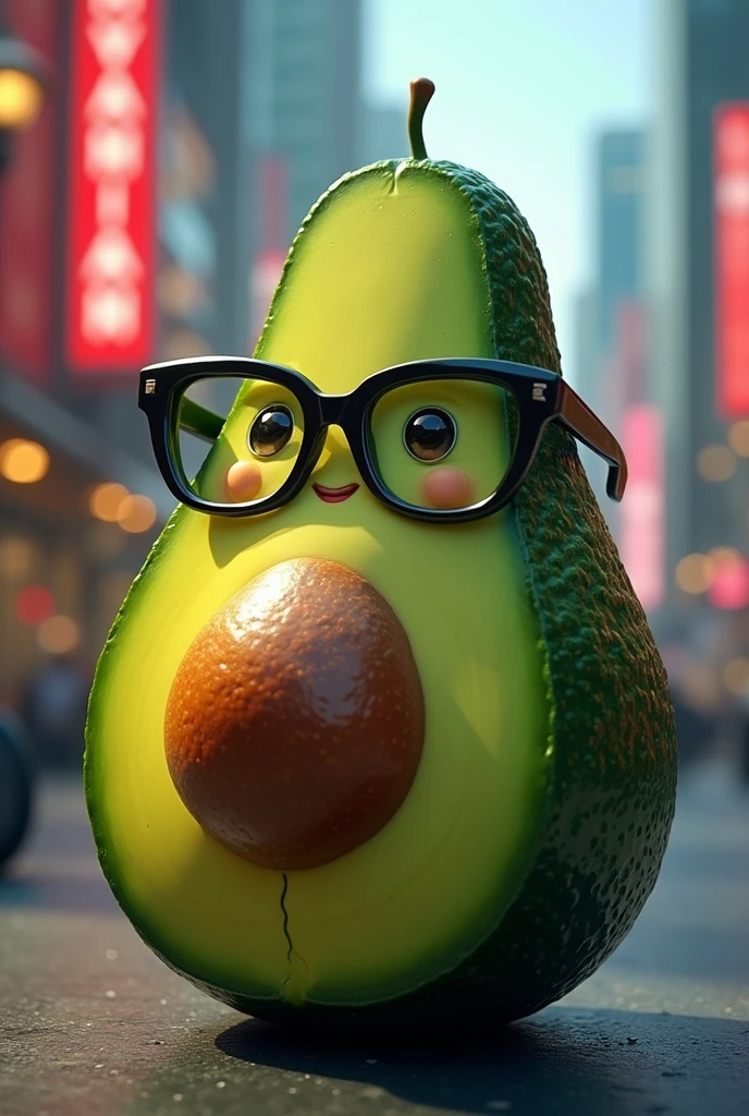 Avocado with very urban glasses