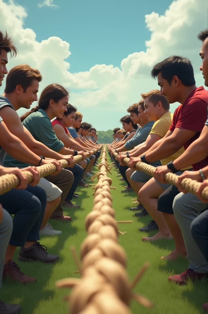 I want people pulling a rope representing positive and negative integers including zero as the midpoint 