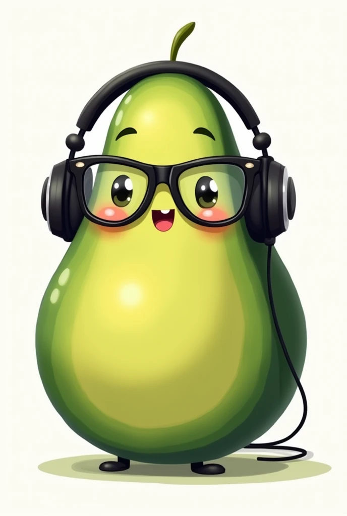 Avocado with black glasses and headphones