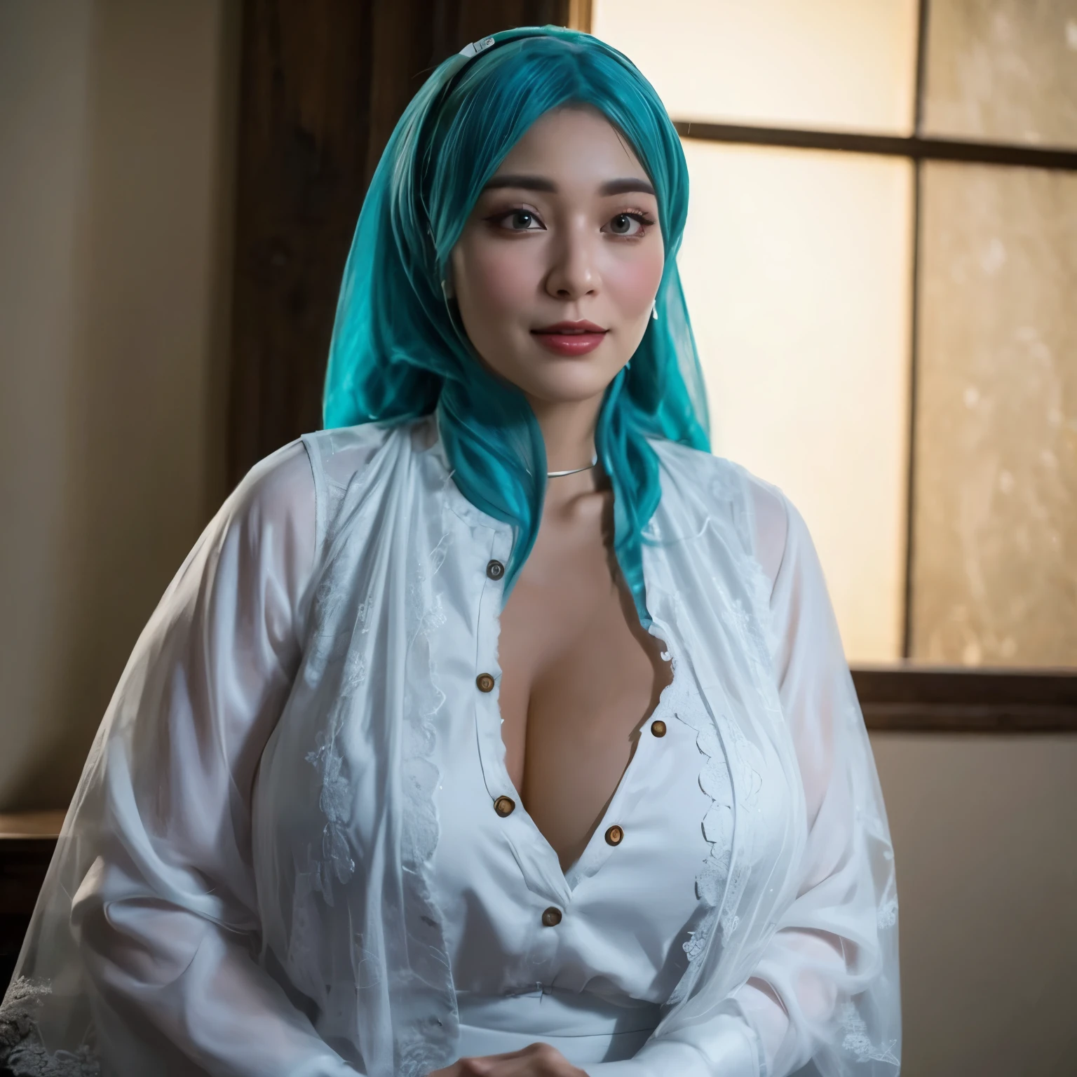 (nsfw:-2.0), (realistic, photo-realistic:1.4), (best quality,masterpiece:1.2), RAW photo, high resolution, intricate details, extremely detailed, realistic and sharp details, cinematic lighting, (portrait, frontal photography), solo, 1girl, (doll-like appearance), (sexy Paradise Kiss cosplay), large breasts, cleavage, dark hair, detailed face, detailed eyes, smile, (neon pink clothes), bell-shaped skirt, petticoats, high neckline, puffed sleeves, detailed lace, detailed embroidery, Paradise Kiss accessories and matching headpiece, choker, large sparkling Paradise Kiss jewelry,  shiny victorian-style boots, photo background, outdoors, large park, trees,