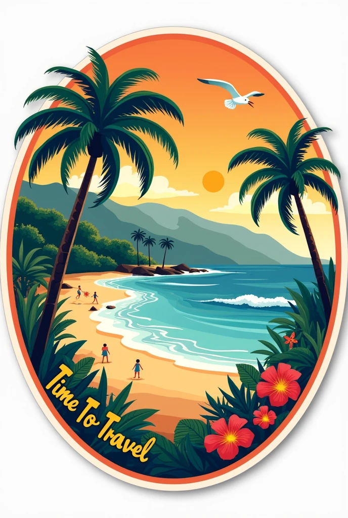 Time To Travel Retro Hawai cut sticker Tropical coast beach ilustrasi