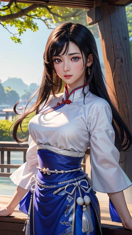 (Highest quality、 8k 、masterpiece、High resolution)、(Chinese Drama、Changgexing、Li Changge、Dililaba)、Tang Dynasty、Changan、1 Female、Beautiful young person、blue eyes、古いChanganの街並み、Anime Beauty、Anime Art、Official Art、Detailed CG、