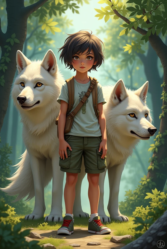 Boyish girl short wolf center parting