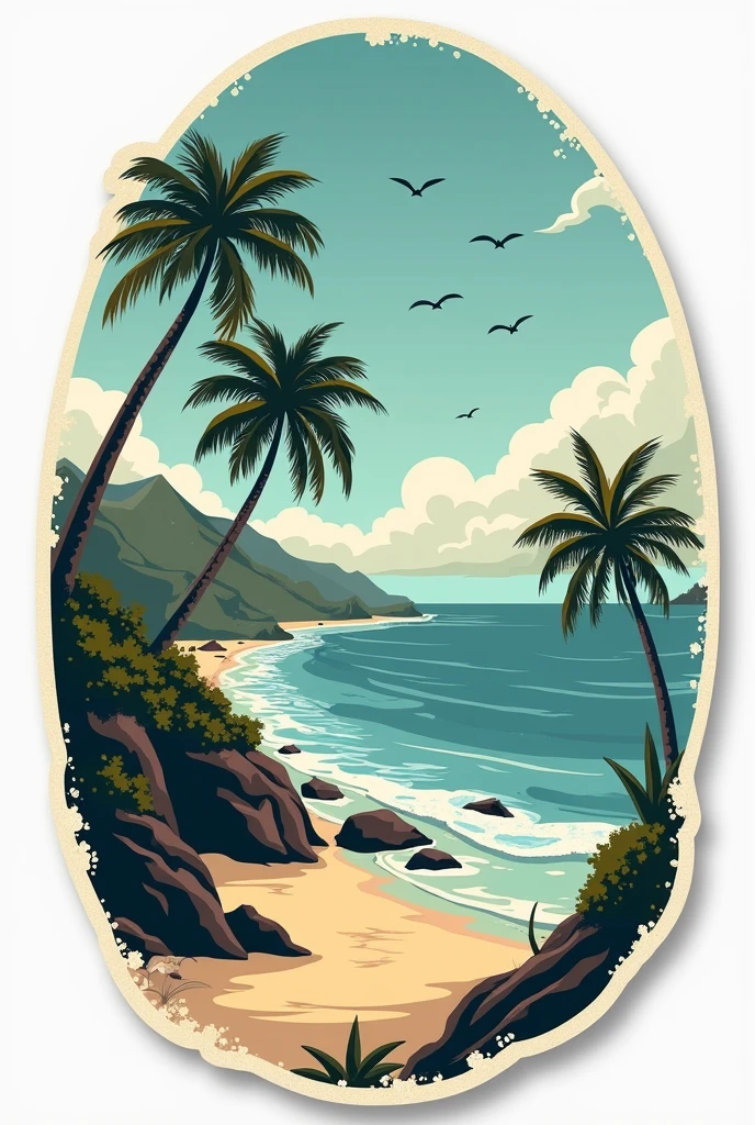 Time To Travel Retro Hawai cut sticker Tropical coast beach ilustrasi no flower