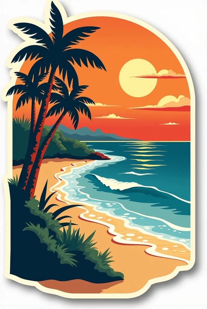Time To Travel Retro Hawai cut sticker Tropical coast beach ilustrasi no flower and text "hawai"