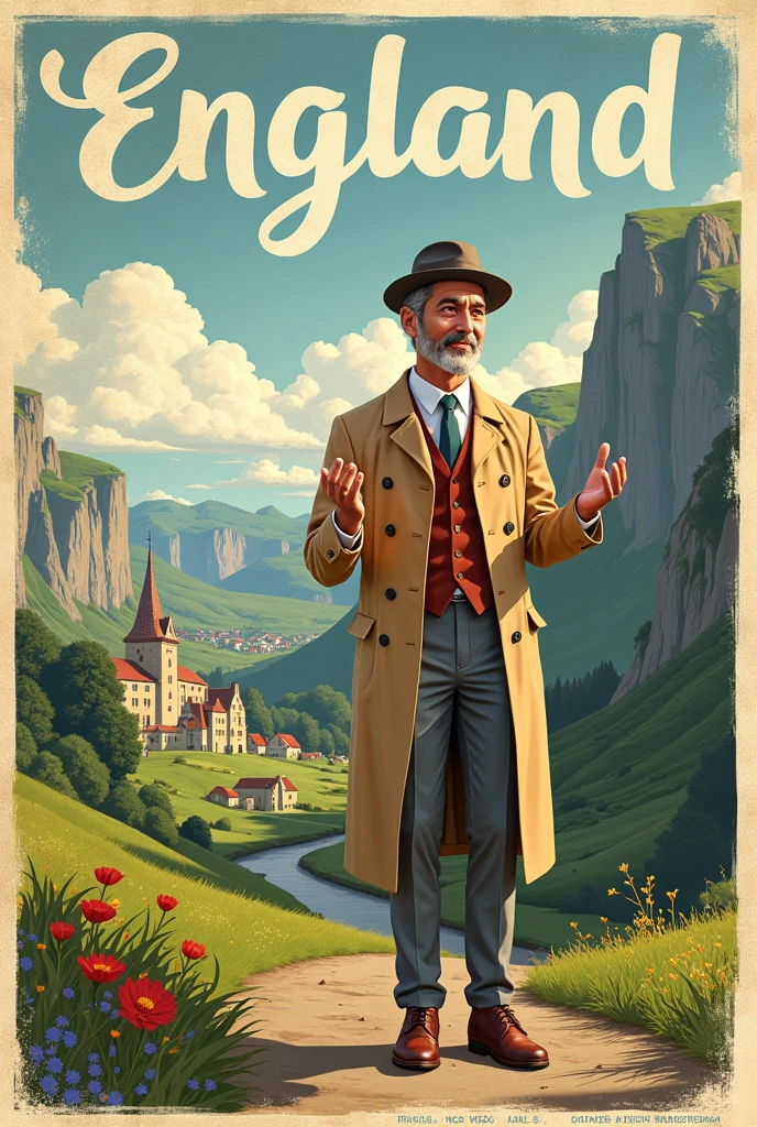A travel brochure to England with writing