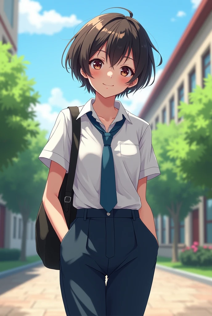 Boyish girl high school student pants handsome uniform