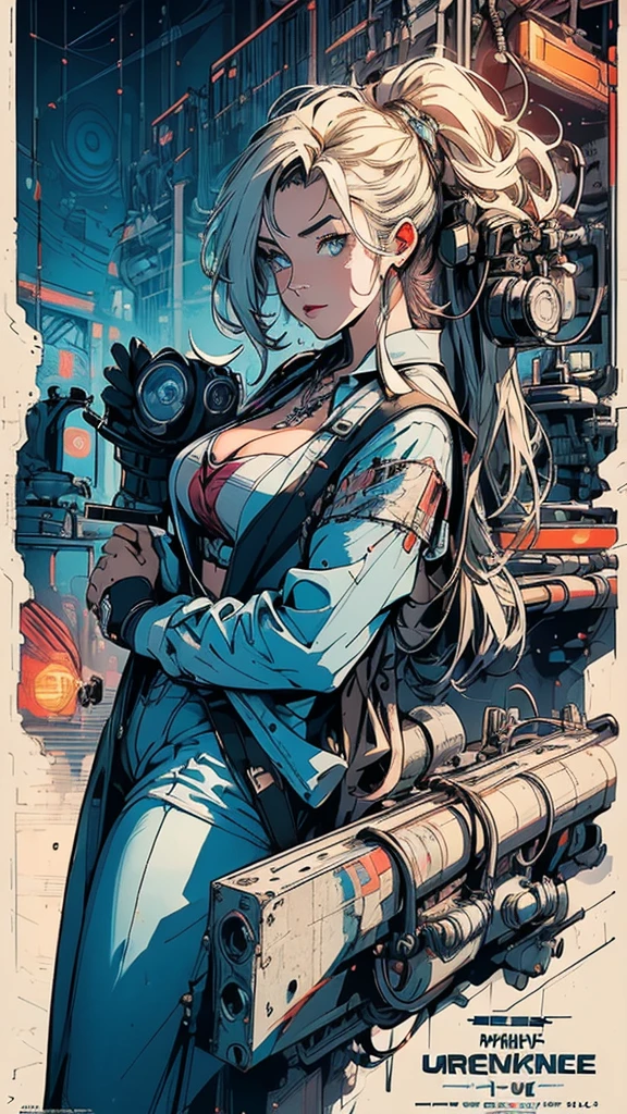 (((masterpiece, highest quality))),(((solo:1.2))),(((1girl:1.2))),32k wallpaper, very detailed, poster, vintage science fiction,(((((geometric cinematic movie poster))))), (bauhaus), shape,(((abstract))),(mid century modern),movie poster,(((((portfolio))))),(((((Close-up))))),(((((bust up))))),((((more various angle)))),(((highlight))),((((heterochromia)))),(((complete. detailed face))),(((Extremely talented))),(((((most complecated machine))))),(Cleavage),(((((unlimited mechanic Workaholic))))),(((Absolutely detailed Mighty machines background))),neon light