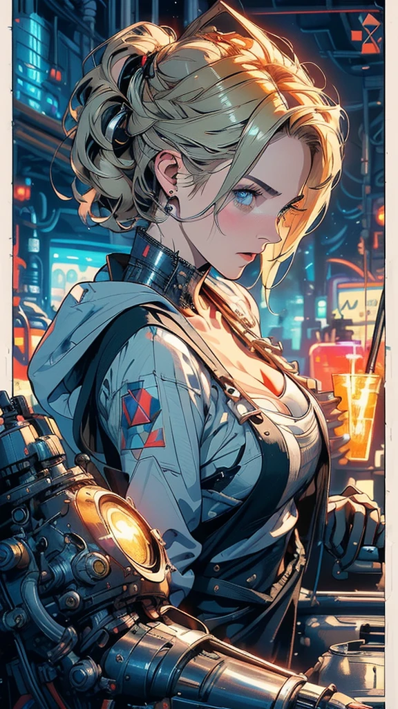 (((masterpiece, highest quality))),(((solo:1.2))),(((1girl:1.2))),32k wallpaper, very detailed, poster, vintage science fiction,(((((geometric cinematic movie poster))))), (bauhaus), shape,(((abstract))),(mid century modern),movie poster,(((((portfolio))))),(((((Close-up))))),(((((bust up))))),((((more various angle)))),(((highlight))),((((heterochromia)))),(((complete. detailed face))),(((Extremely talented))),(((((most complecated machine))))),(Cleavage),(((((unlimited mechanic Workaholic))))),(((Absolutely detailed Mighty machines background))),neon light