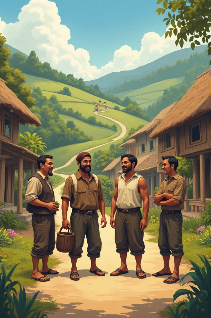 एक गांव में चार दोस्त रहते थे
