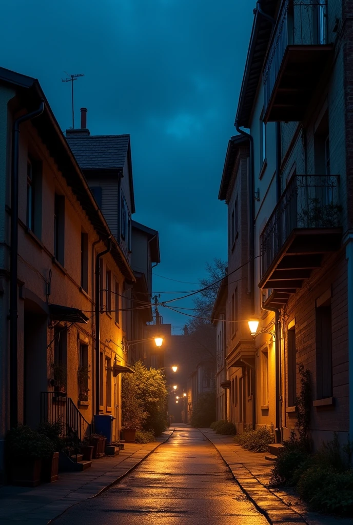 Buildings at night lights on the ghetto side