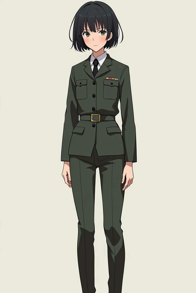 Uniform, pants, girl, boyish, short hair, slanted eyes