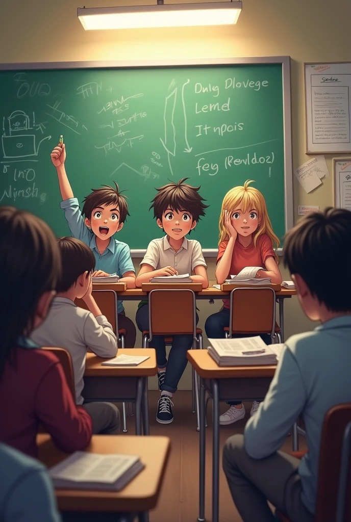 /imagine During classroom, first sit backbench 3 student and disturb class