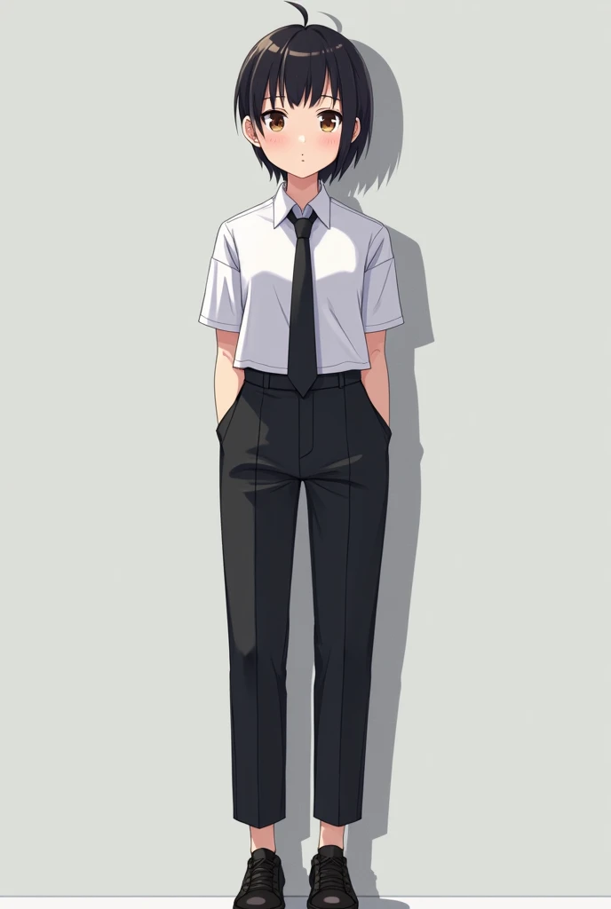 uniform pants girl boyish slant eyes