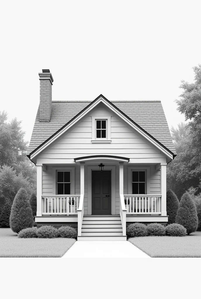 Simple casual family house in black and white color
