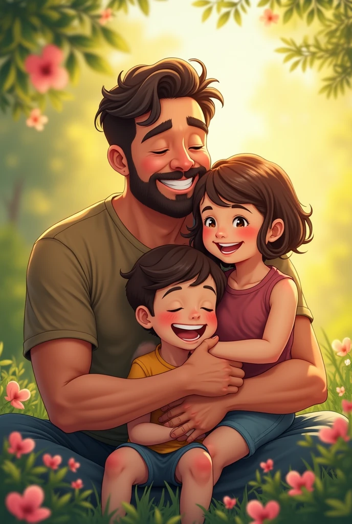 Image of a father with his children