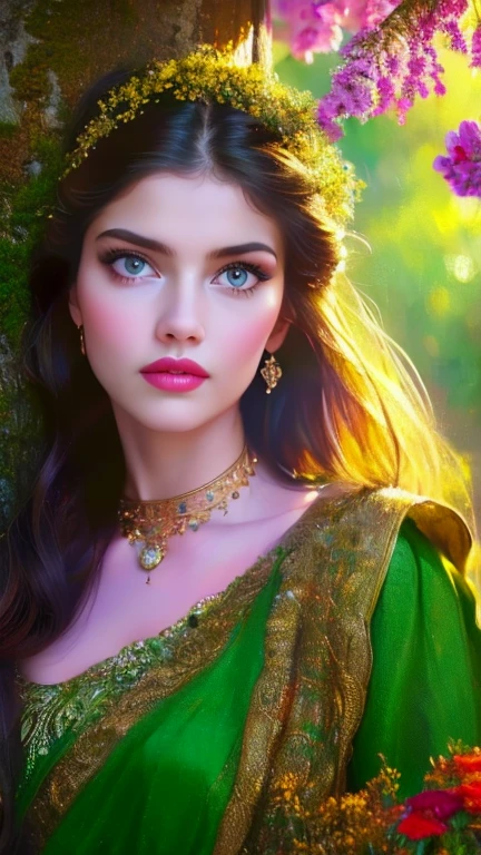A girl in a garden,half:illustration,beautiful detailed eyes,beautiful detailed lips,Extremely detailed eyes and face,long eyeslashes,High Resolutions,ultra detailed,fotorrealist,vivid colors,bokeh,Portraits,warm tones,soft lighting, (The best quality,4k,8k,High Resolutions,masterpiece:1.2),ultra detailed,(realist,fotorrealist,fotorrealist:1.37),classical,Amazing,beautiful detailed eyes,beautiful detailed lips,Extremely detailed eyes and face,long eyeslashes,oil painting style,Canvas texture,old fashioned dress,Golden lighting,Garden landscape,colorful flowers,romantic atmosphere,vintage colors,soft sunlight,serene expression,elegant pose
INFO