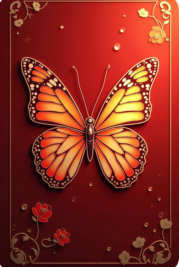 design card strap red and butterfly fire