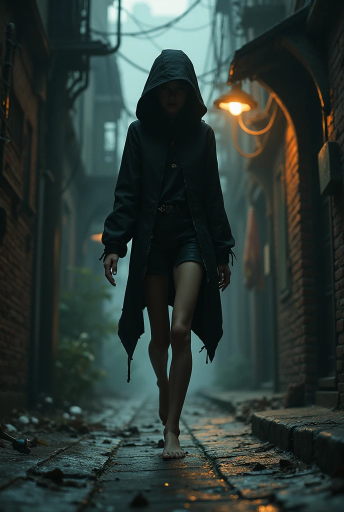 Barefoot thief girl