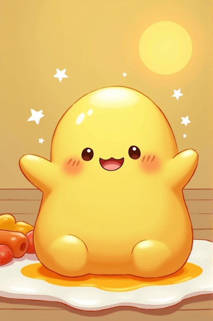 Gudetama in an improved and happy version 