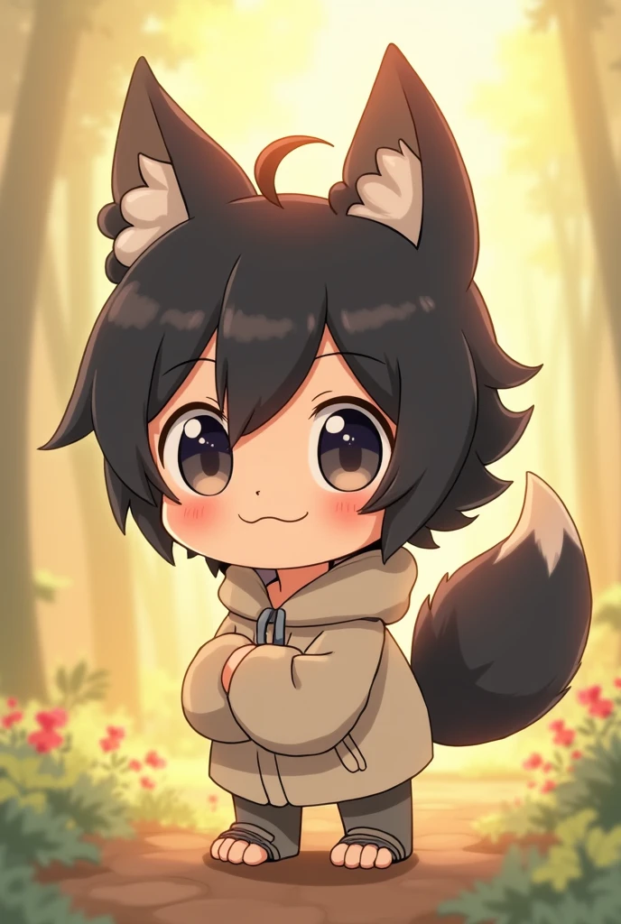 Make a black haired boy with dog ears and tail kemono freinds