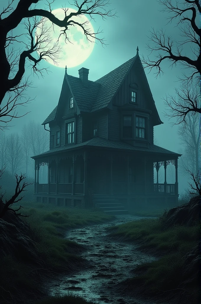Generate an image of a haunted house