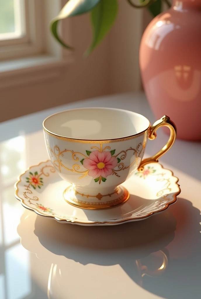 3d image of a fancy cup and saucer