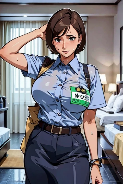 Big Breasts, Highest quality, masterpiece,(((Brown short hair))),Browsing Caution,(((Hotel Rooms))),(((Sweat))),(((Browsing Caution)))