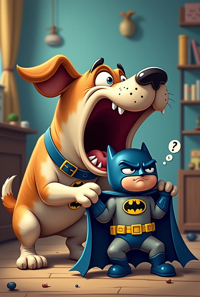 Dog eating batman cartoon