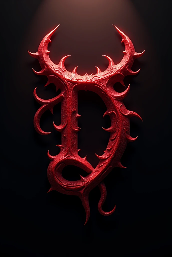 (logo design) evil logo, a striking red letter D, adorned with sharp, menacing demon horns, and a sinuous tail extending from the base, dynamic and bold, emphasizing a dark theme, glossy finish, intricate details, high-resolution, creating an impression of malevolence and power.