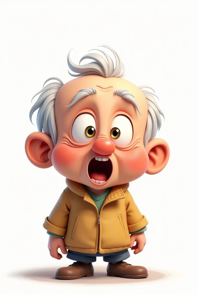 Cute old man cartoon shocked no background