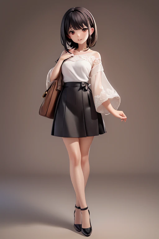 30-year-old woman、Mother,Married women,,Black Hair,Small breasts、Small breasts、Casual wear、Calm appearance、Casual wear、Cut and sew、4 clothing patterns、Clothing design、whole body、One character、Character Sheet