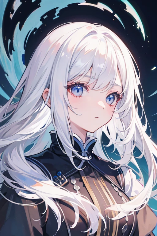 masterpiece, best quality, Extremely detailed, illustration,, 1 Girl, White hair,