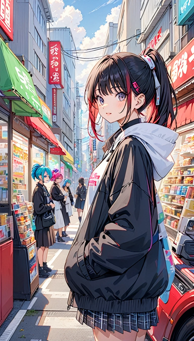 girl、cyber punk、Festival、car、building、convenience store、Tokyo