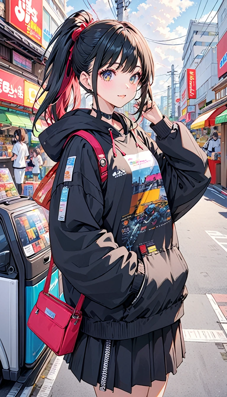 girl、cyber punk、Festival、car、building、convenience store、Tokyo