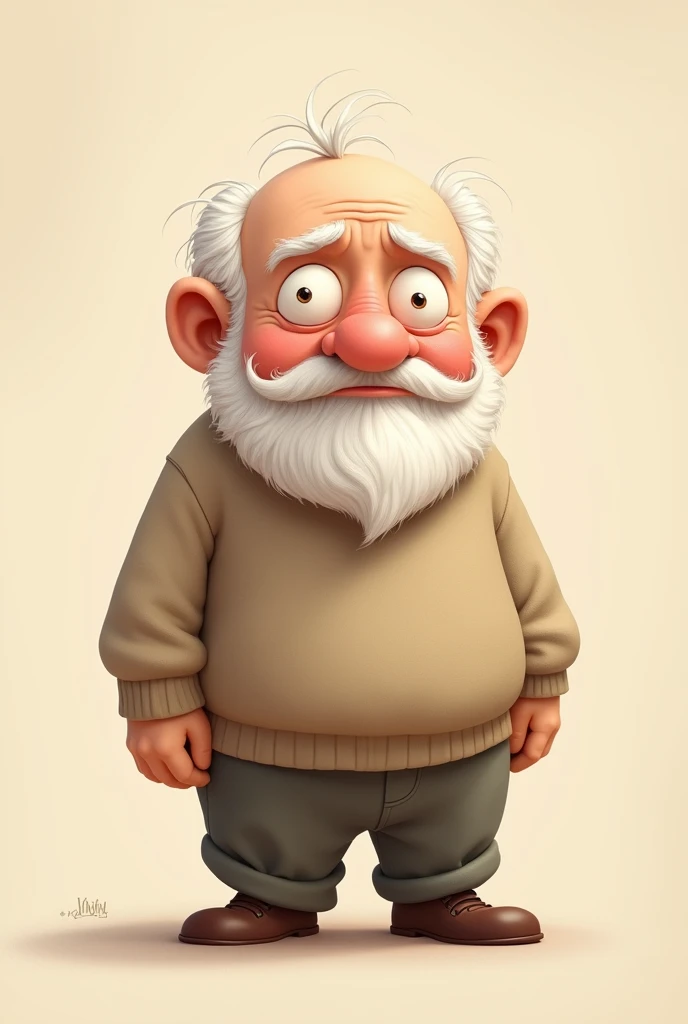 Cute old man cartoon disappointed no background