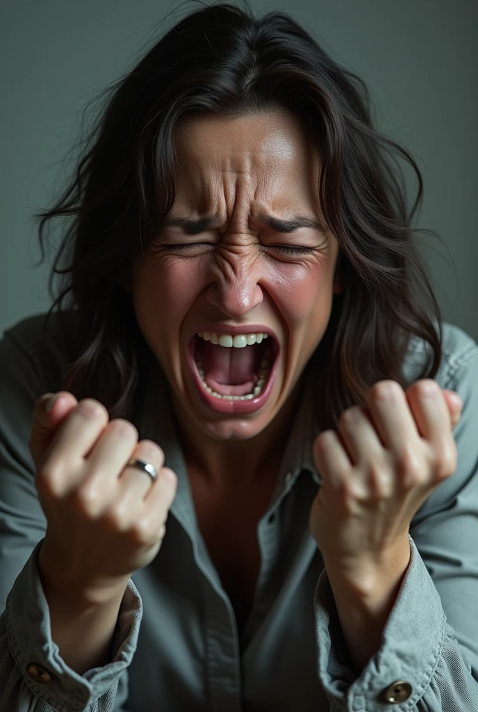 Frustrated woman crying with anger