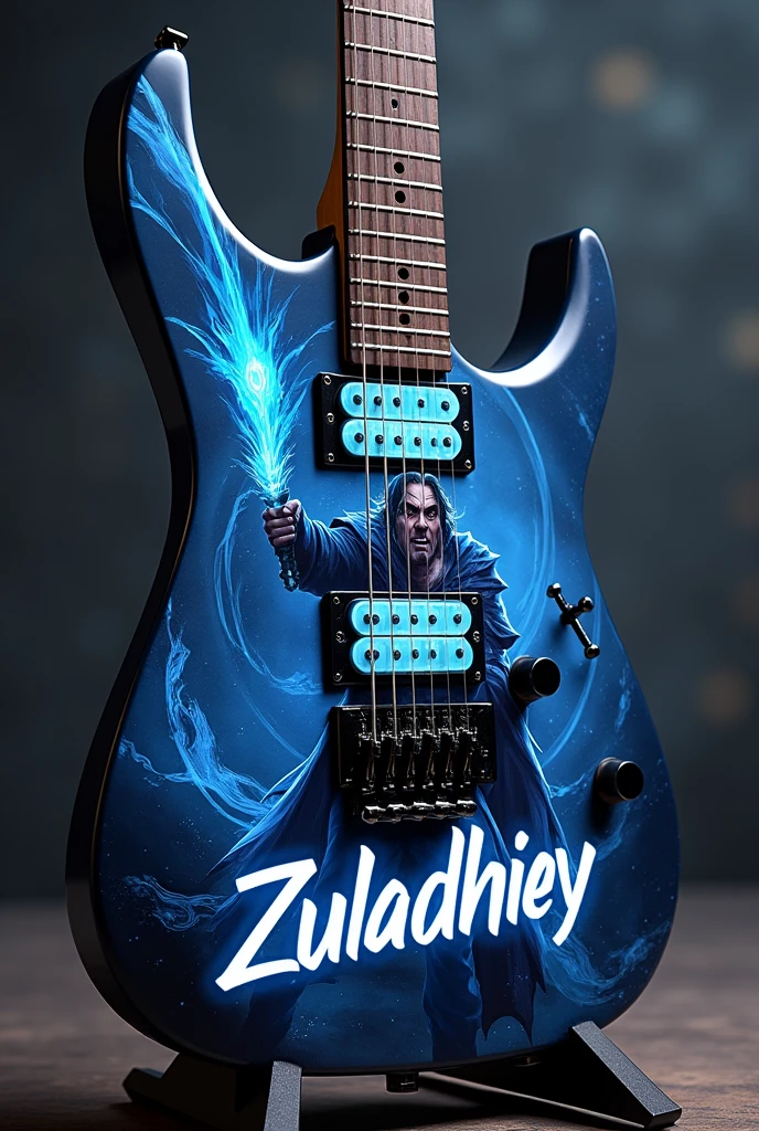 cool name writing *zuladhiey* di gitar electrik dengan gambar hero mage mobile legends