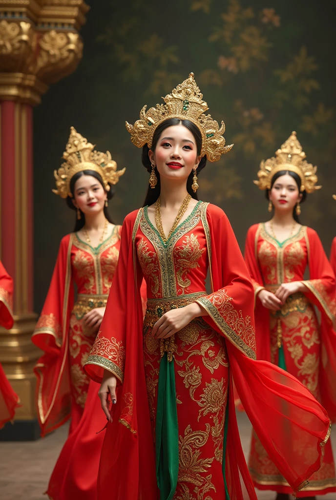 Female music band with Myanmar costume