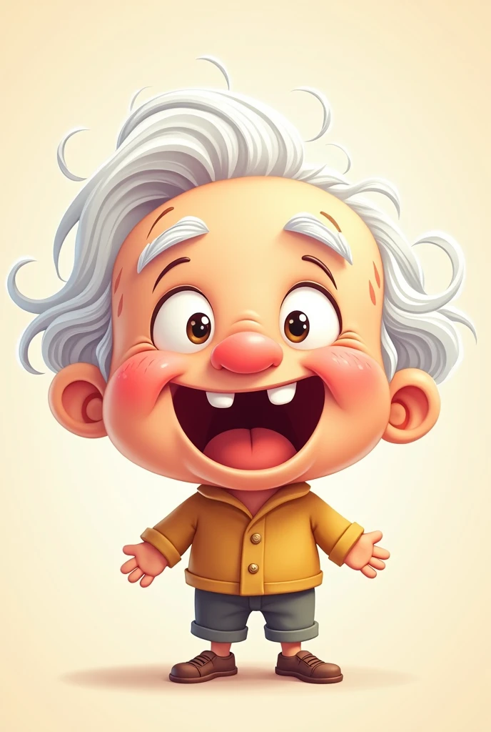 Cute old man cartoon excited no background