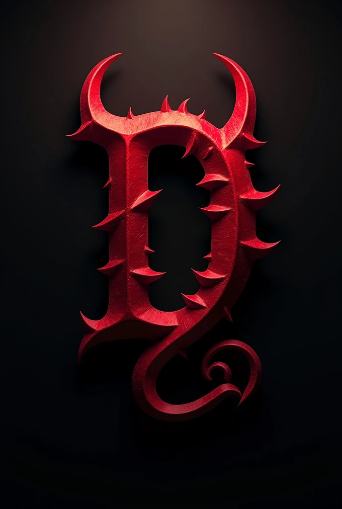 (logo design) evil logo, a striking red letter D, adorned with sharp, menacing demon horns, and a sinuous tail extending from the base, dynamic and bold, emphasizing a dark theme, glossy finish, high-resolution, creating an impression of malevolence and power.