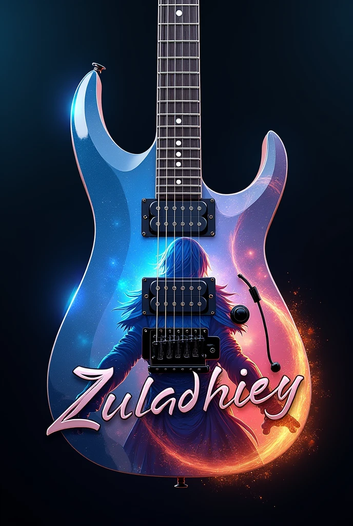 cool name writing *zuladhiey* di gitar electrik dengan gambar hero mage mobile legends