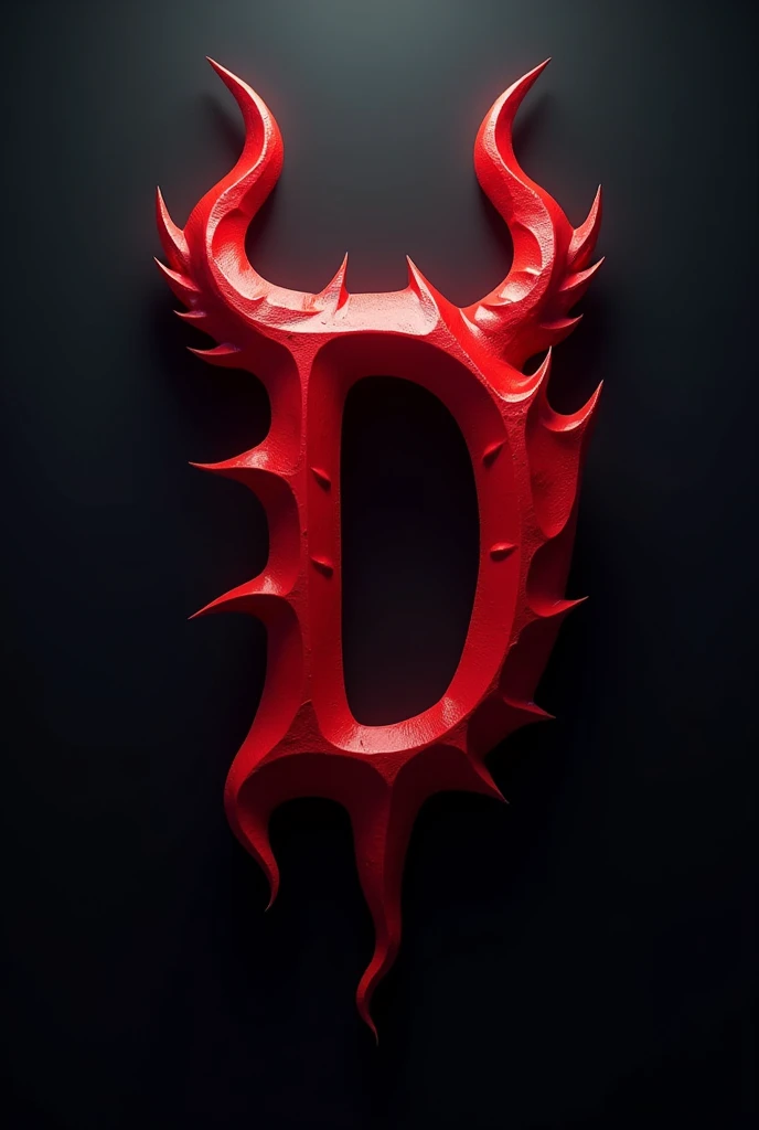 (logo design) evil logo, a striking red letter D, adorned with sharp, menacing demon horns, and a sinuous tail extending from the base, dynamic and bold, emphasizing a dark theme, glossy finish, high-resolution, creating an impression of malevolence and power.