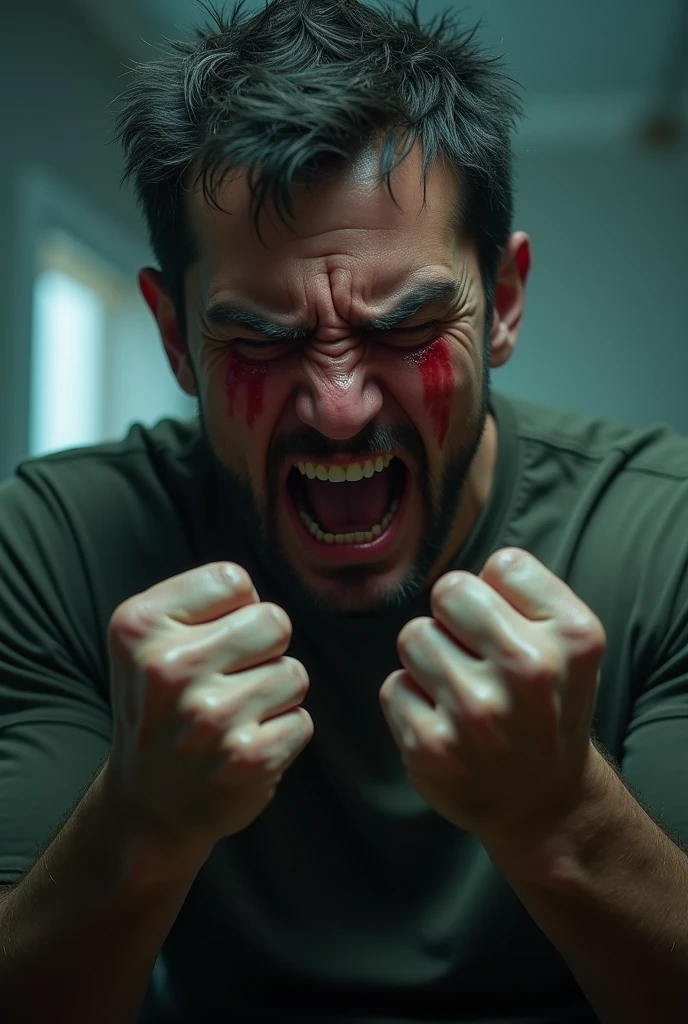 Frustrated man crying with anger