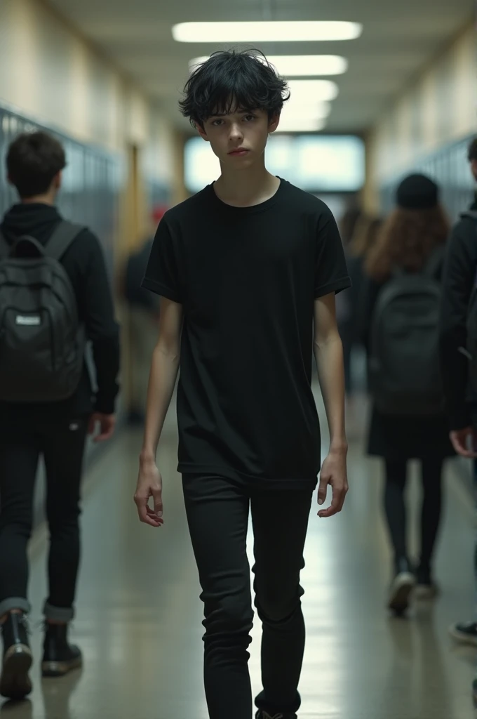  boy at school, only in black 
