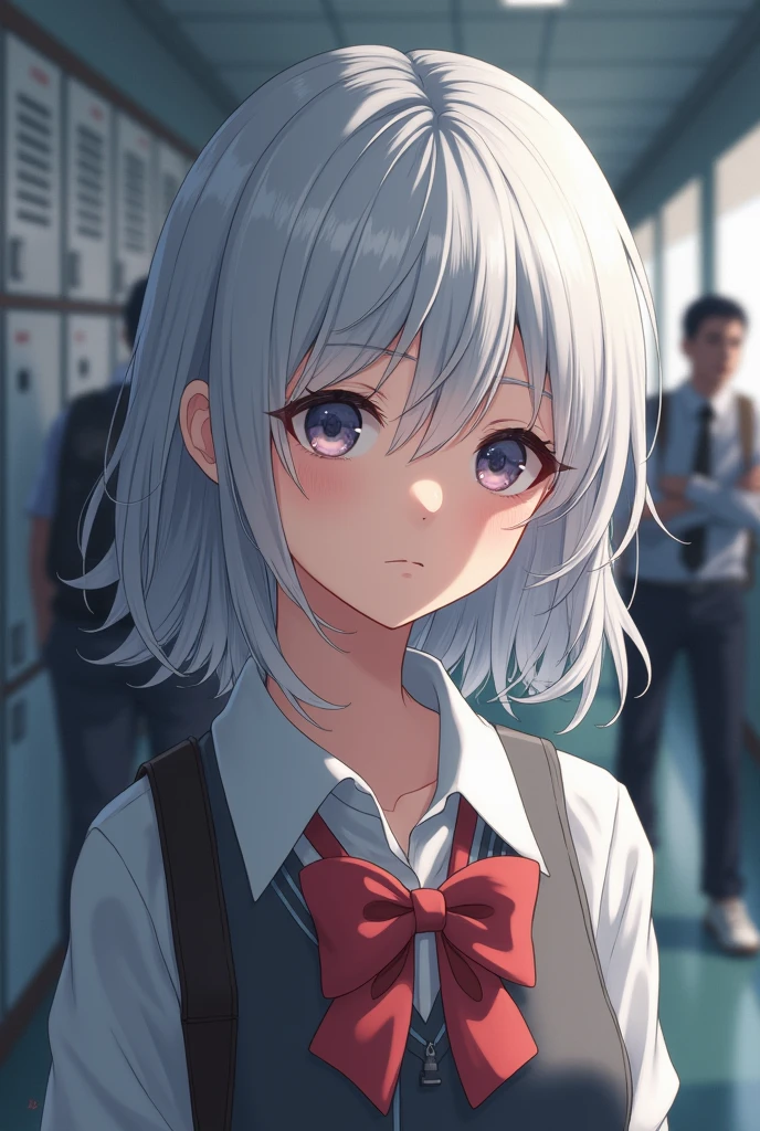 Draw a silver-haired high school student
