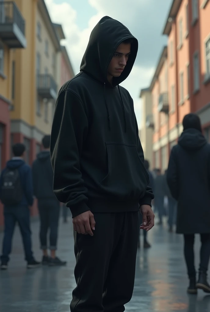 18 year old boy at school, only in black